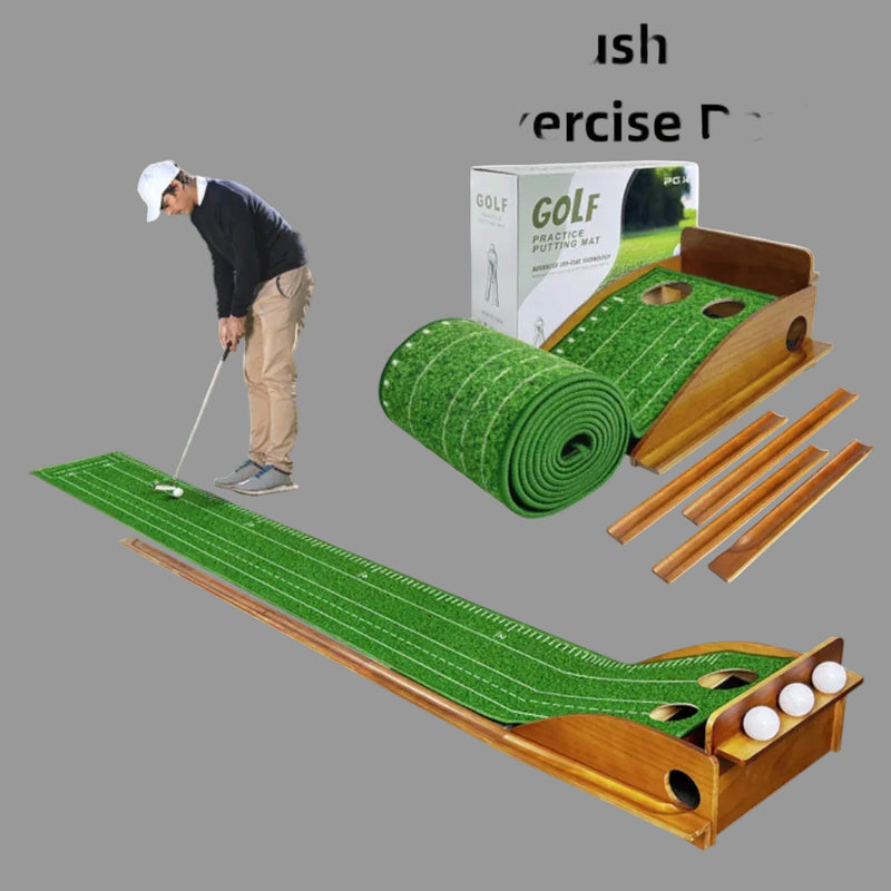 Golf Putting Practice Mat + Obstacles Set